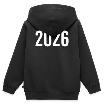 2026 Jahreszahl Ziffer - Kinder Premium Organic Zip Hoodie - Schwarz - Hinten - AI Model Kid Male (0cm)