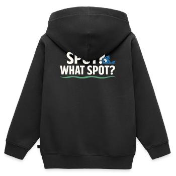 Geheimes Angelplatz – Frag Nicht Nach - Kinder Premium Organic Zip Hoodie - Schwarz - Hinten - AI Model Kid Male (0cm)