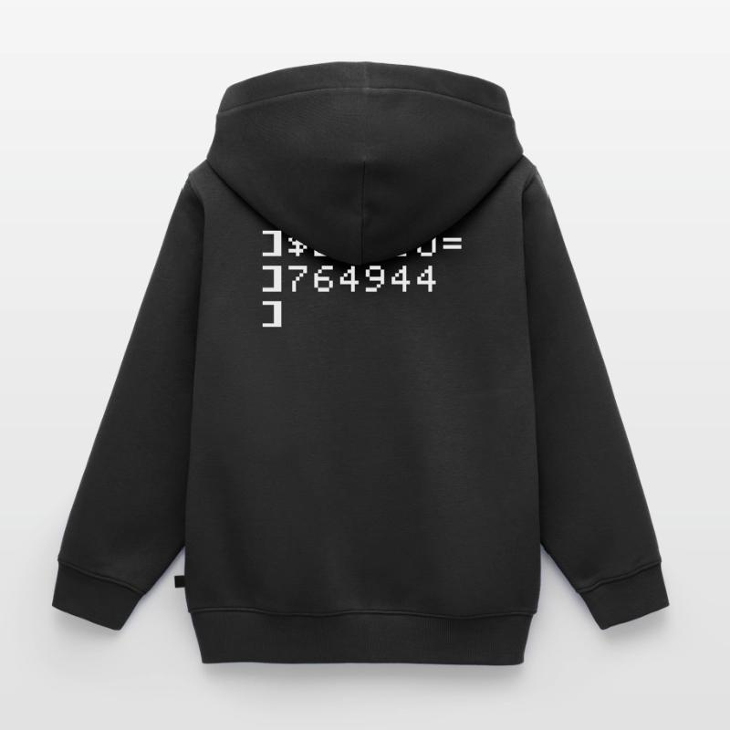 Bacio BAC10 8-bits Esadecimal Code Nerd Pixel Art Sweat Premium à capuche zippé enfant bio