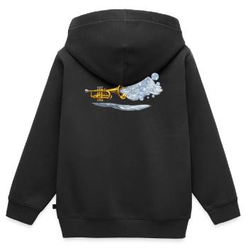 Éclatement en laiton aqua - Sweat Premium à capuche zippé enfant bio - noir - Dos - AI Model Kid Male (0cm)