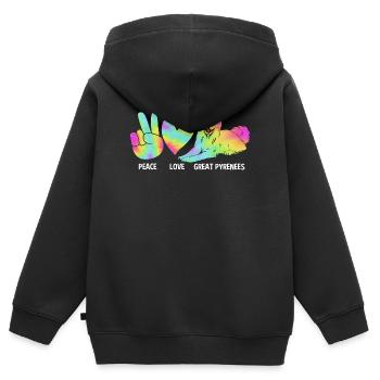 Chien des Pyrénées - Sweat Premium à capuche zippé enfant bio - noir - Dos - AI Model Kid Male (0cm)