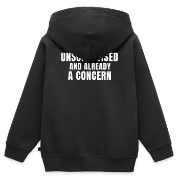 Unüberwacht und schon eine Sorge - Kinder Premium Organic Zip Hoodie - Schwarz - Hinten - AI Model Kid Male (0cm)