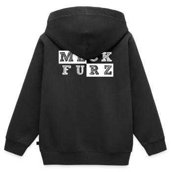 MeckFurz Geometrische Collage Merz muss weg - Kinder Premium Organic Zip Hoodie - Schwarz - Hinten - AI Model Kid Male (0cm)