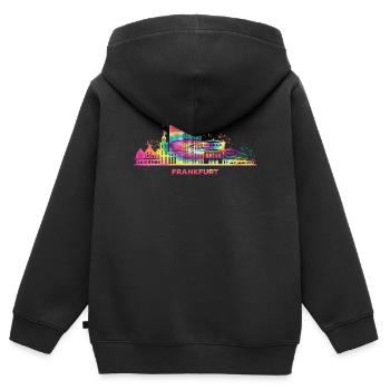 Skyline de Francfort Paysage urbain coloré Francfort - Sweat Premium à capuche zippé enfant bio - noir - Dos - AI Model Kid Male (0cm)