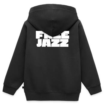 Free Jazz fettes Logo - Kinder Premium Organic Zip Hoodie - Schwarz - Hinten - AI Model Kid Male (0cm)