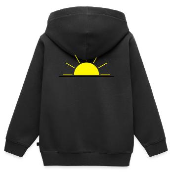 Soleil levant ou couchant jaune - Sweat Premium à capuche zippé enfant bio - noir - Dos - AI Model Kid Male (0cm)