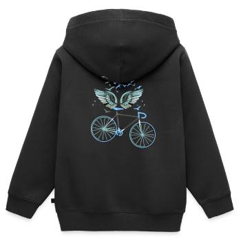 engelsflügel,flügel,angelwings,fahrrad,bike - Kinder Premium Organic Zip Hoodie - Schwarz - Hinten - AI Model Kid Male (0cm)