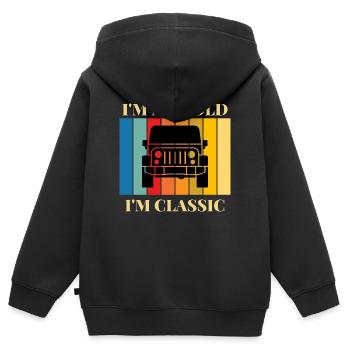 Ich bin nicht alt, ich bin ein Klassiker-Auto - Kinder Premium Organic Zip Hoodie - Schwarz - Hinten - AI Model Kid Male (0cm)