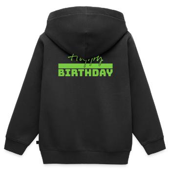 Tshirt happy birthday gruen - Kinder Premium Organic Zip Hoodie - Schwarz - Hinten - AI Model Kid Male (0cm)