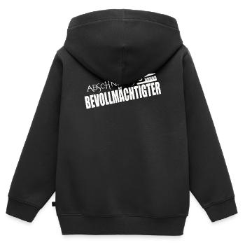ABSCHNITTSBEVOLLMÄCHTIGTER - Kinder Premium Organic Zip Hoodie - Schwarz - Hinten - AI Model Kid Male (0cm)