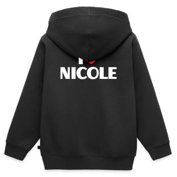 J'adore Nicole Red Heart Romantic Name Fan - Sweat Premium à capuche zippé enfant bio - noir - Dos - AI Model Kid Male (0cm)