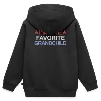Je suis le petit-enfant préféré - Sweat Premium à capuche zippé enfant bio - noir - Dos - AI Model Kid Male (0cm)