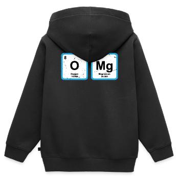 Tableau périodique OMG L’élément de la science surprise - Sweat Premium à capuche zippé enfant bio - noir - Dos - AI Model Kid Male (0cm)