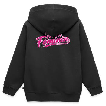 Team Feminin – Pink Girl Power Statement Design - Kinder Premium Organic Zip Hoodie - Schwarz - Hinten - AI Model Kid Male (0cm)