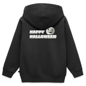 HAPPY HALLOWEEN - Kinder Premium Organic Zip Hoodie - Schwarz - Hinten - AI Model Kid Male (0cm)