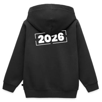 2026 Stempel Jahr - Kinder Premium Organic Zip Hoodie - Schwarz - Hinten - AI Model Kid Male (0cm)