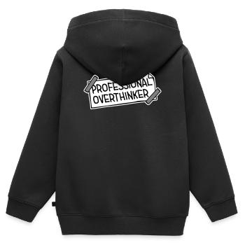 Logo drôle d’anxiété drôle et sombre de la réflexion professionnelle - Sweat Premium à capuche zippé enfant bio - noir - Dos - AI Model Kid Male (0cm)