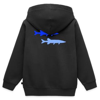 hecht_fisch_2- - Kinder Premium Organic Zip Hoodie - Schwarz - Hinten - AI Model Kid Male (0cm)