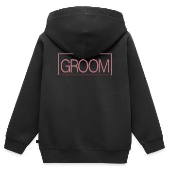 Le marié assorti mariée mariée célibataire marié marié - Sweat Premium à capuche zippé enfant bio - noir - Dos - AI Model Kid Male (0cm)