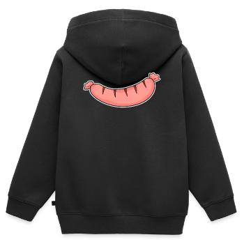 Motif de saucisse - Sweat Premium à capuche zippé enfant bio - noir - Dos - AI Model Kid Male (0cm)