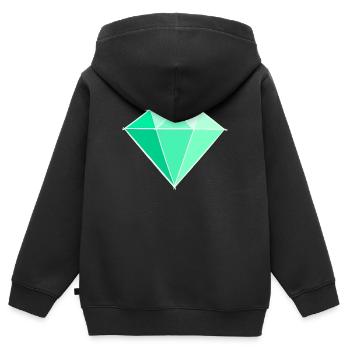Pierres précieuses : Dessin d’émeraude / Symbole. Bijou. - Sweat Premium à capuche zippé enfant bio - noir - Dos - AI Model Kid Male (0cm)