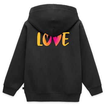 Amour Coeur Amour Mariage Écriture Mariage Mariage Mariage - Sweat Premium à capuche zippé enfant bio - noir - Dos - AI Model Kid Male (0cm)