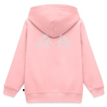 La vie est meilleure à vélo. Cyclisme Sport - Sweat Premium à capuche zippé enfant bio - rose - Dos - AI Model Kid Female (0cm)