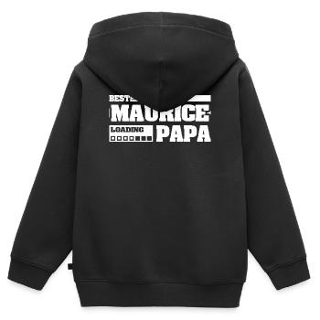 Naissance : Maurice - Sweat Premium à capuche zippé enfant bio - noir - Dos - AI Model Kid Male (0cm)