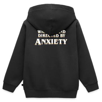 Anxiété Réfléchissante Écrit et réalisé par Anxiet - Sweat Premium à capuche zippé enfant bio - noir - Dos - AI Model Kid Male (0cm)