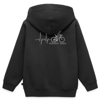 Heartbeat Gravel Bike - Kinder Premium Organic Zip Hoodie - Schwarz - Hinten - AI Model Kid Male (0cm)