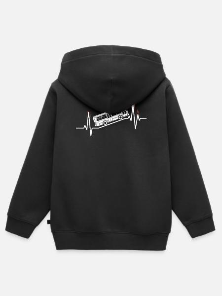 Busfahrer Herzschlag Linienbus Beruf Fahrer - Kinder Premium Organic Zip Hoodie - Schwarz