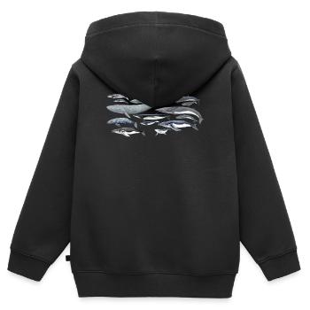 Wale Vielfalt fond transparent - Kinder Premium Organic Zip Hoodie - Schwarz - Hinten - AI Model Kid Male (0cm)