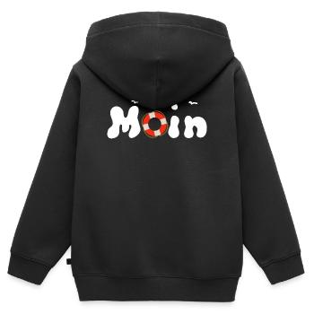 Moin Möwen Rettungsring Nordisch - Kinder Premium Organic Zip Hoodie - Schwarz - Hinten - AI Model Kid Male (0cm)