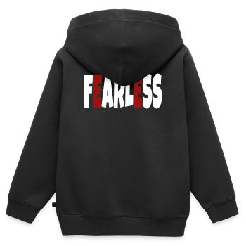 Intrépide - texte simple - Sweat Premium à capuche zippé enfant bio - noir - Dos - AI Model Kid Male (0cm)