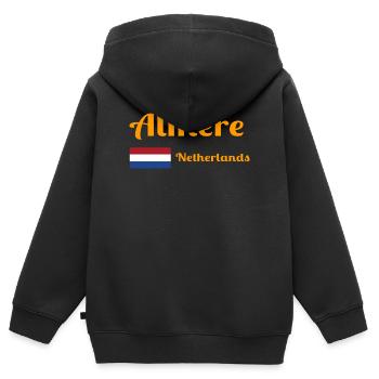 Almere Niederlande - Stilvolle Drucke - Kinder Premium Organic Zip Hoodie - Schwarz - Hinten - AI Model Kid Male (0cm)