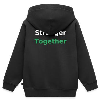 Stronger Together – Gemeinsam stark - Kinder Premium Organic Zip Hoodie - Schwarz - Hinten - AI Model Kid Male (0cm)