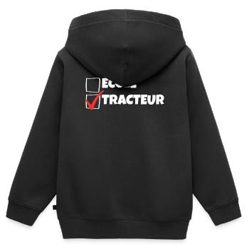Kleiner Bauer Humor Traktor Kind - Kinder Premium Organic Zip Hoodie - Schwarz - Hinten - AI Model Kid Male (0cm)