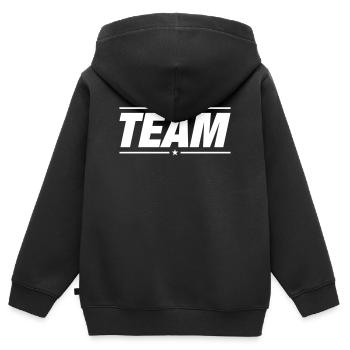 Team Mannschaft - Kinder Premium Organic Zip Hoodie - Schwarz - Hinten - AI Model Kid Male (0cm)