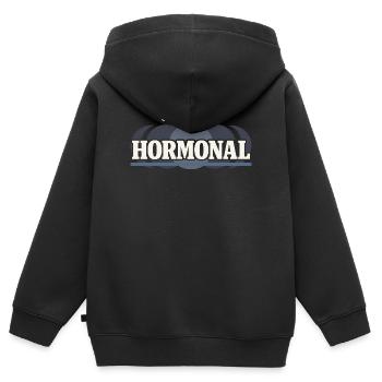 Périménopause Humour Périménopause - Sweat Premium à capuche zippé enfant bio - noir - Dos - AI Model Kid Male (0cm)