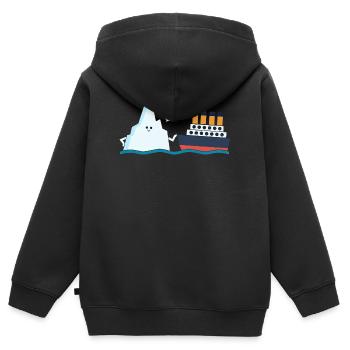 Titanic : Parodie drôle de Titanic et I-ceberg Poke - Sweat Premium à capuche zippé enfant bio - noir - Dos - AI Model Kid Male (0cm)