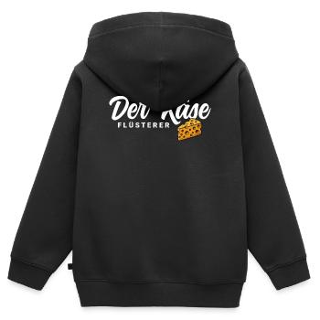 Der Käse Flüsterer - Kinder Premium Organic Zip Hoodie - Schwarz - Hinten - AI Model Kid Male (0cm)