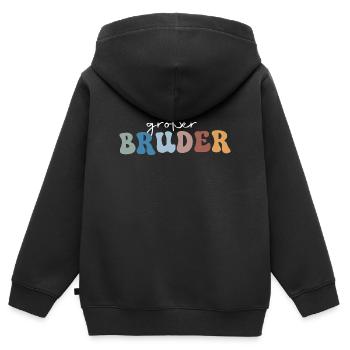 Großer Bruder - Kinder Premium Organic Zip Hoodie - Schwarz - Hinten - AI Model Kid Male (0cm)