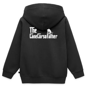 Le Père de CaneCorso Mastiff Italien Père - Sweat Premium à capuche zippé enfant bio - noir - Dos - AI Model Kid Male (0cm)