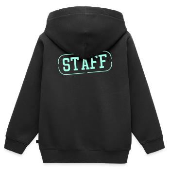 Staff Stempel Grafik - Kinder Premium Organic Zip Hoodie - Schwarz - Hinten - AI Model Kid Male (0cm)