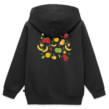 Früchte & Früchte - Erdbeere und Banane - Kinder Premium Organic Zip Hoodie - Schwarz - Hinten - AI Model Kid Male (0cm)