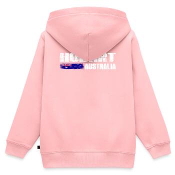 HOBART - Tasmania - AUSTRALIA - Kinder Premium Organic Zip Hoodie - Rosa - Hinten - AI Model Kid Female (0cm)