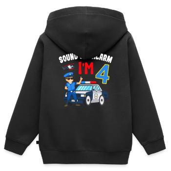 Policeman birthday 4 years old police car - Kids Premium Organic Zip-up Hoodie - black - Back - AI Model Kid Male (0cm)