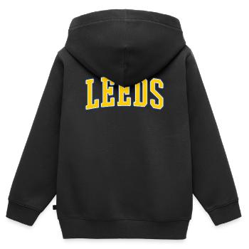 Leeds College Schriftzug - Kinder Premium Organic Zip Hoodie - Schwarz - Hinten - AI Model Kid Male (0cm)