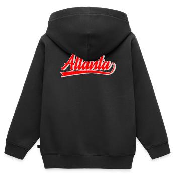 Atlanta Script Retro Logo - Kinder Premium Organic Zip Hoodie - Schwarz - Hinten - AI Model Kid Male (0cm)