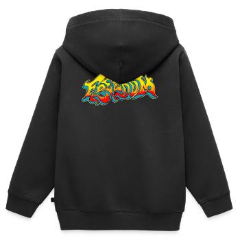 Freiheit - Kinder Premium Organic Zip Hoodie - Schwarz - Hinten - AI Model Kid Male (0cm)